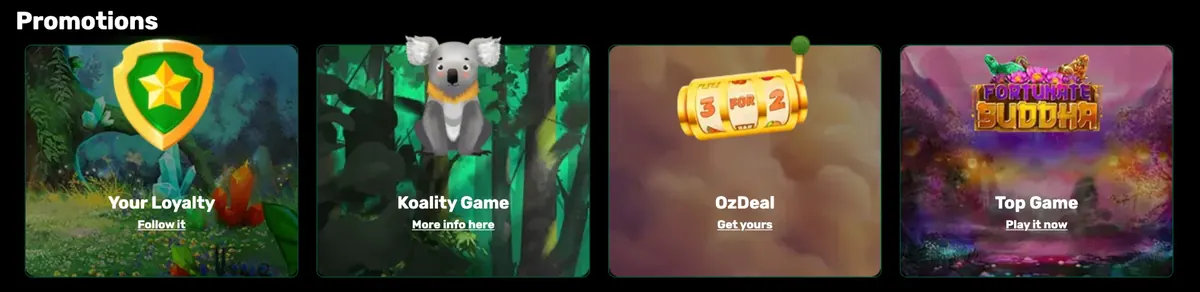 Ozwin promotions: Your Loyalty, Koality Game, OzDeal, Top Game